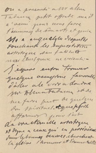 Postcard to Mesdag regarding Alma-Tadema
